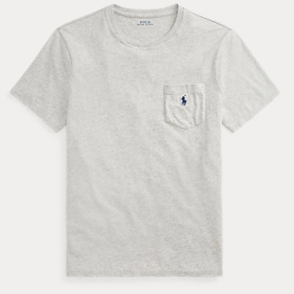 3 / $40 Polo Ralph Lauren Heather Gray Jersey Cotton Tee w/ Pocket - M - Picture 1 of 4